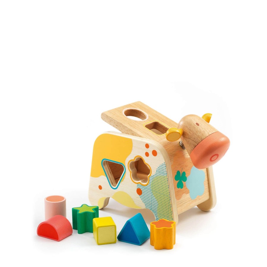 Toys Djeco Shape Sorters, Bead Frames | Wooden Cow Shape Sorter