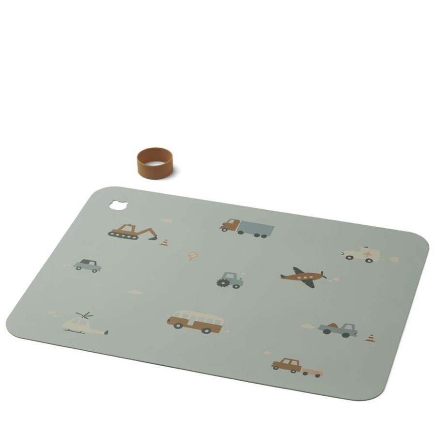 Home Liewood Placemats, Cutlery | Jude Placemat Vehicles / Dove Blue Mix