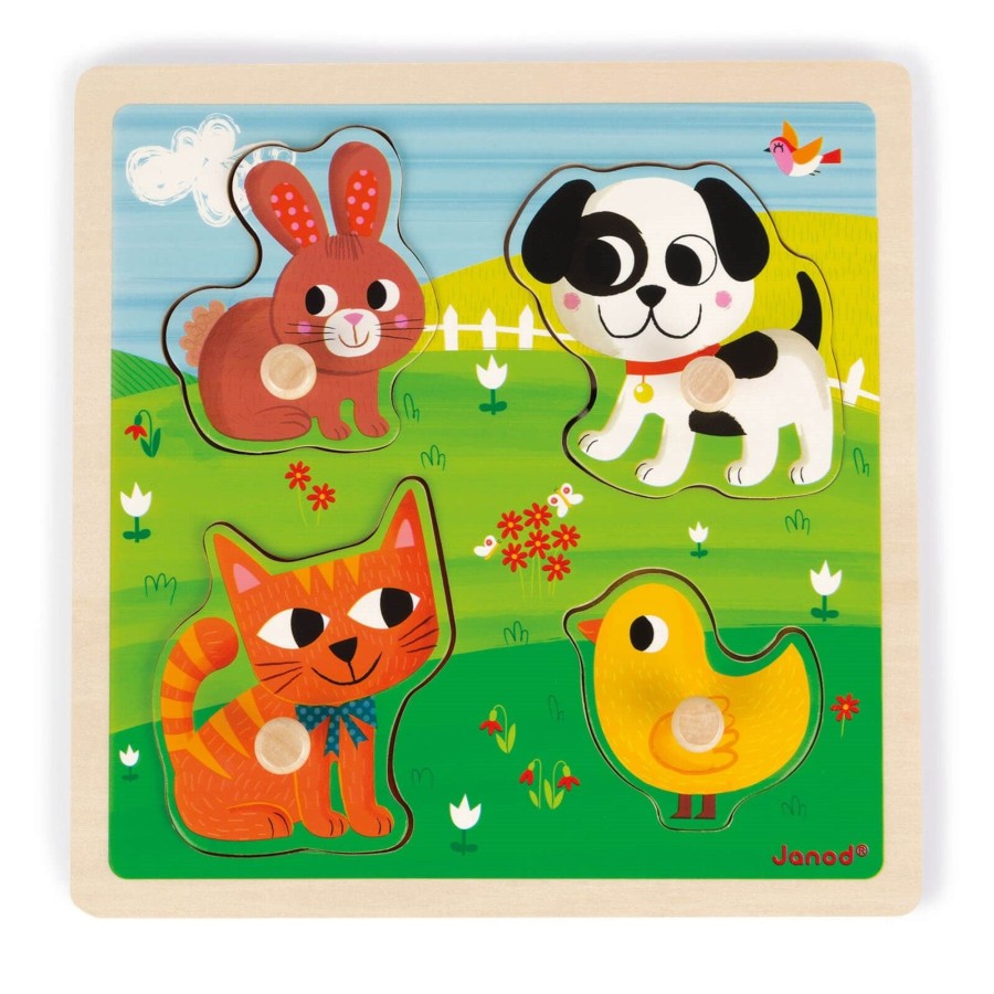 Toys Janod Games, Puzzles, Jigsaws | Tactile Puzzle My First Animals