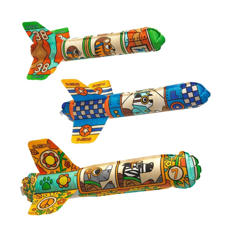 Toys Djeco Arts & Crafts | Colour In Craft Set - 3 Blow Up Rockets