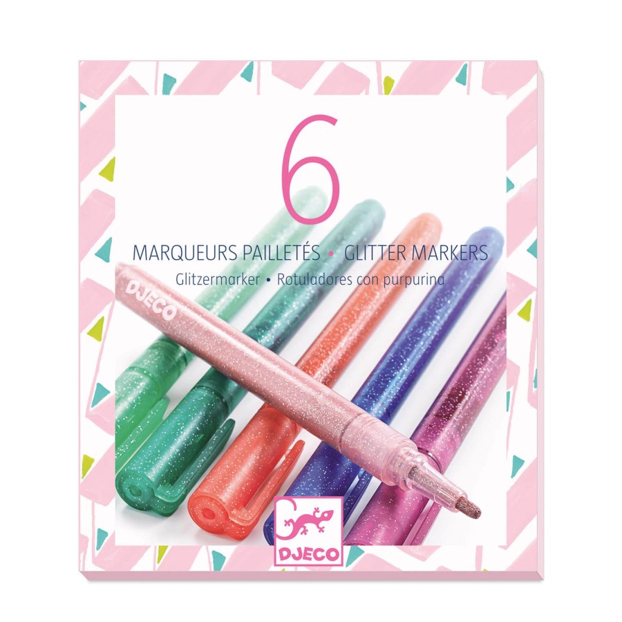 Toys Djeco Arts & Crafts | 6 Glitter Markers - Sweet