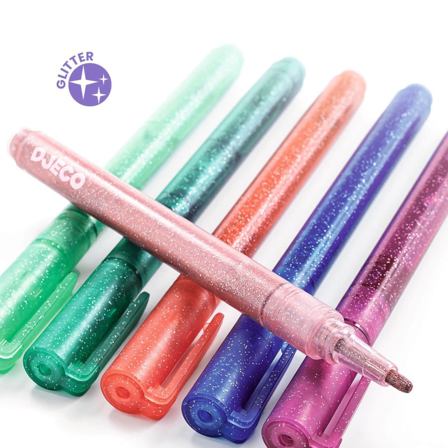 Toys Djeco Arts & Crafts | 6 Glitter Markers - Sweet