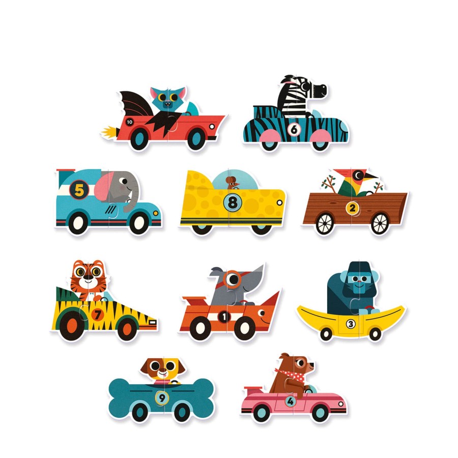 Toys Djeco Games, Puzzles, Jigsaws | 10 Duo Puzzles - Racing Cars