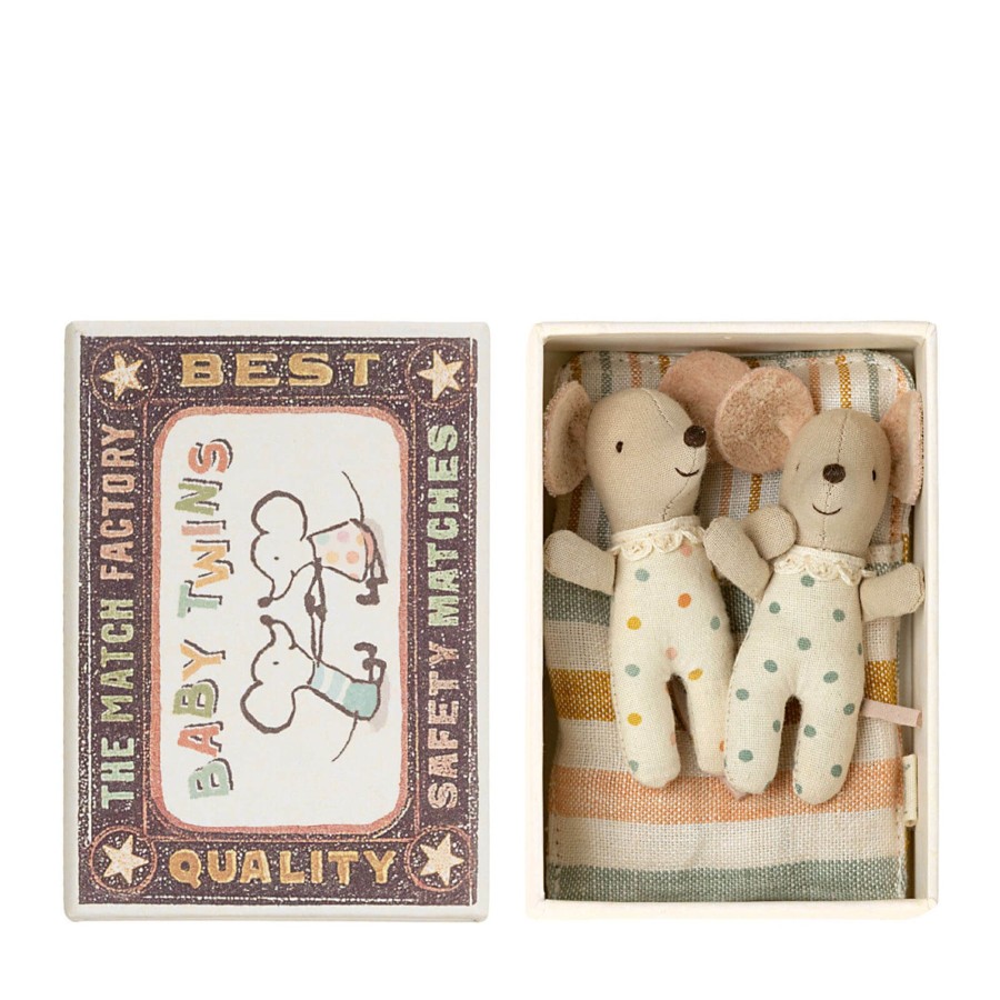 Toys Maileg Soft Toys, Comforters | Baby Mice Twins In Matchbox