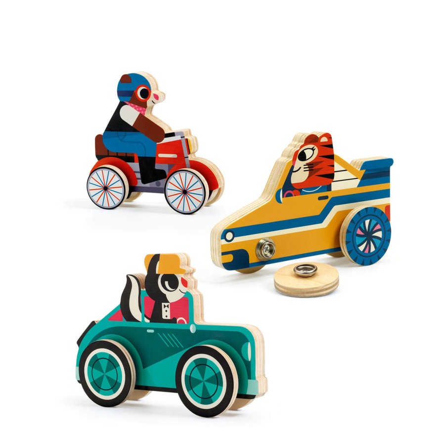 Toys Djeco Trains, Cars, Planes | Clip And Roll Wooden Cars