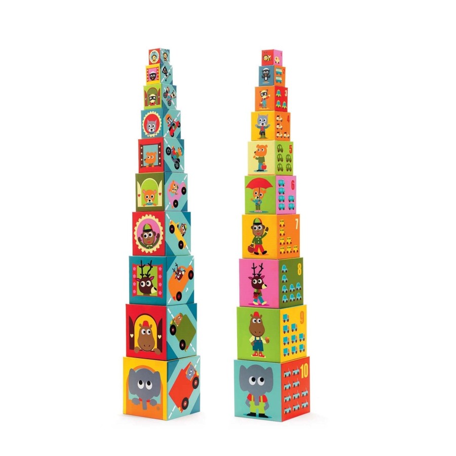 Toys Djeco Stacking Toys | Vehicles Stacking Blocks