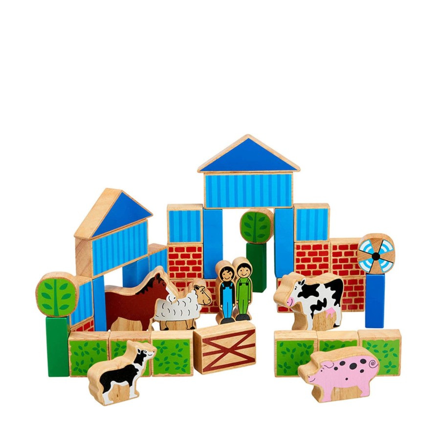 Toys Lanka Kade Stacking Toys | 40 Wooden Building Blocks - Farm