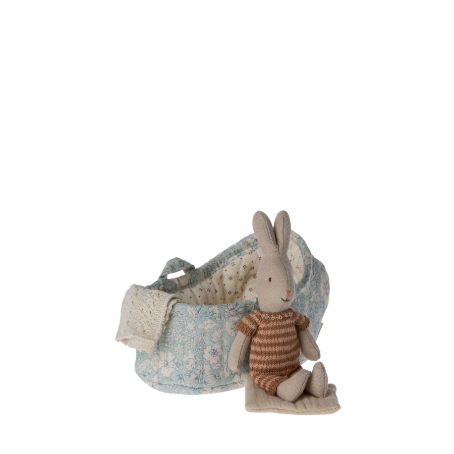 Toys Maileg Soft Toys, Comforters | Rabbit In Carry Cot Micro - Brown