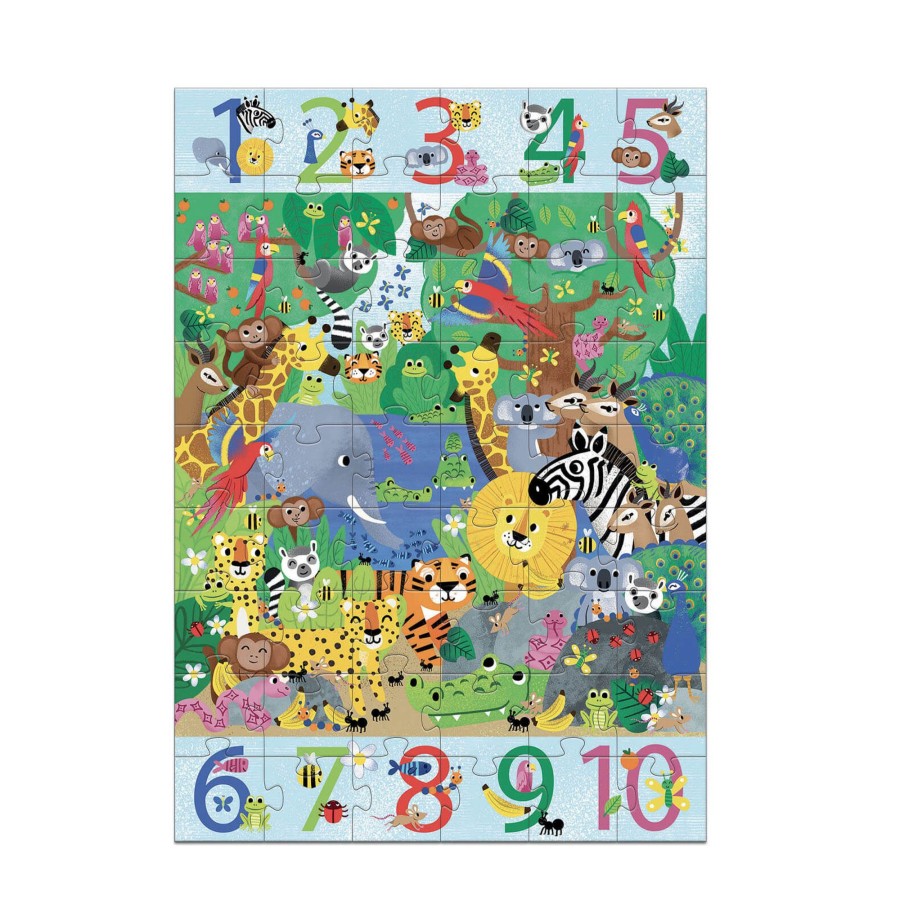 Toys Djeco Games, Puzzles, Jigsaws | Giant 54 Piece Puzzle - 1 To 10 Jungle