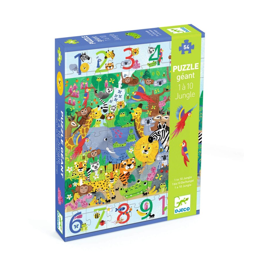 Toys Djeco Games, Puzzles, Jigsaws | Giant 54 Piece Puzzle - 1 To 10 Jungle