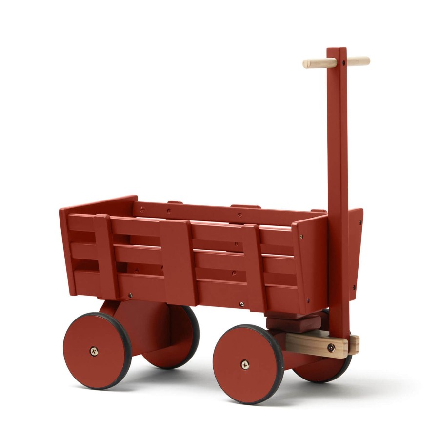 Toys Kids Concept Push & Pull Along Toys | Carl Larsson Pull Wagon Dark Red