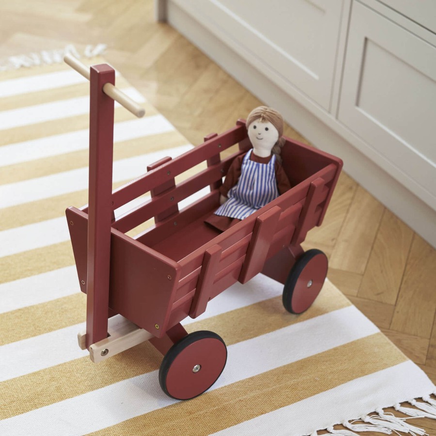 Toys Kids Concept Push & Pull Along Toys | Carl Larsson Pull Wagon Dark Red