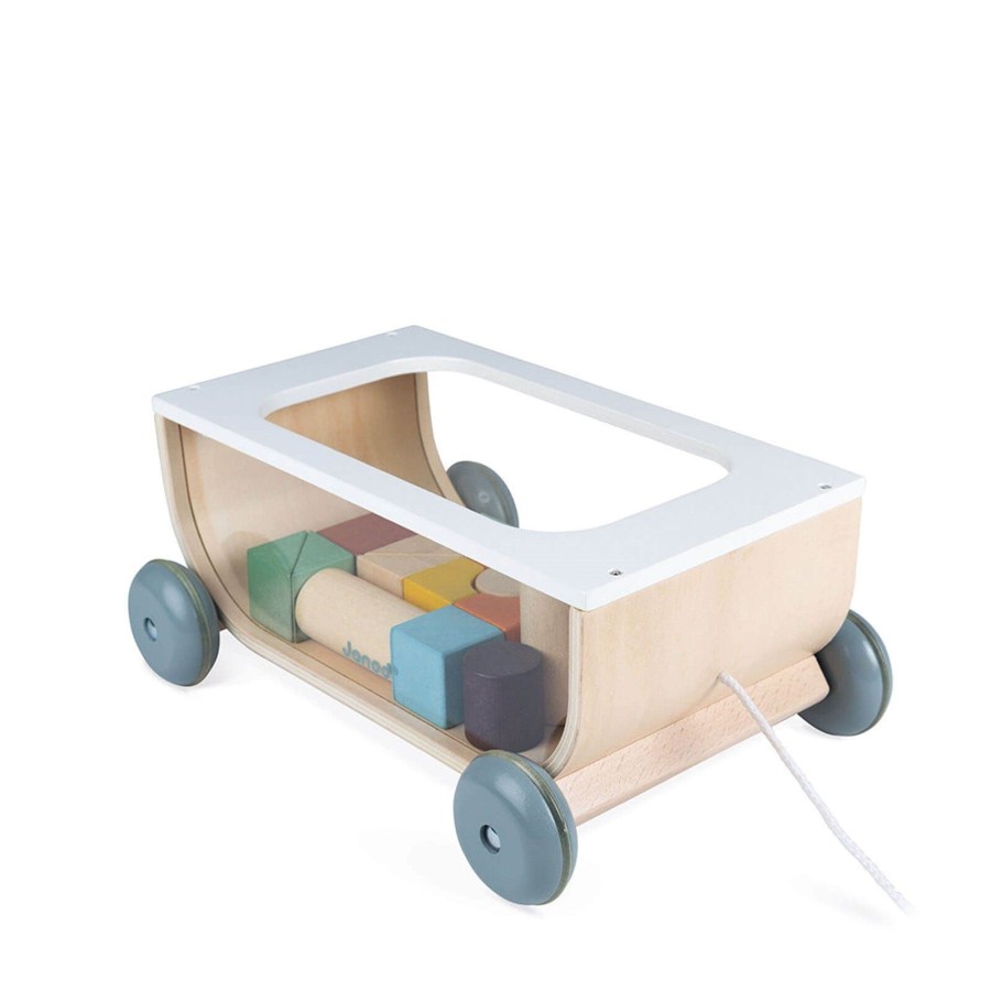 Toys Janod Stacking Toys | Sweet Cocoon Cart With Blocks