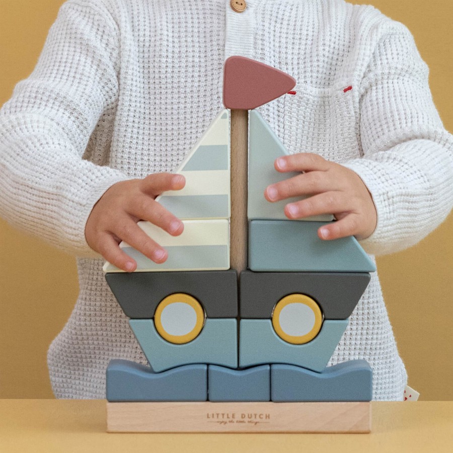 Toys Little Dutch Stacking Toys | Wooden Stacker Sailboat