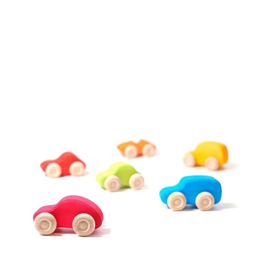 Toys Grimm’s Trains, Cars, Planes | 6 Coloured Wooden Cars