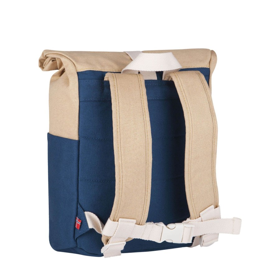 Home Blafre Lunch Bags, Backpacks | Navy And Beige Roll Top Backpack - 9.5 Litres