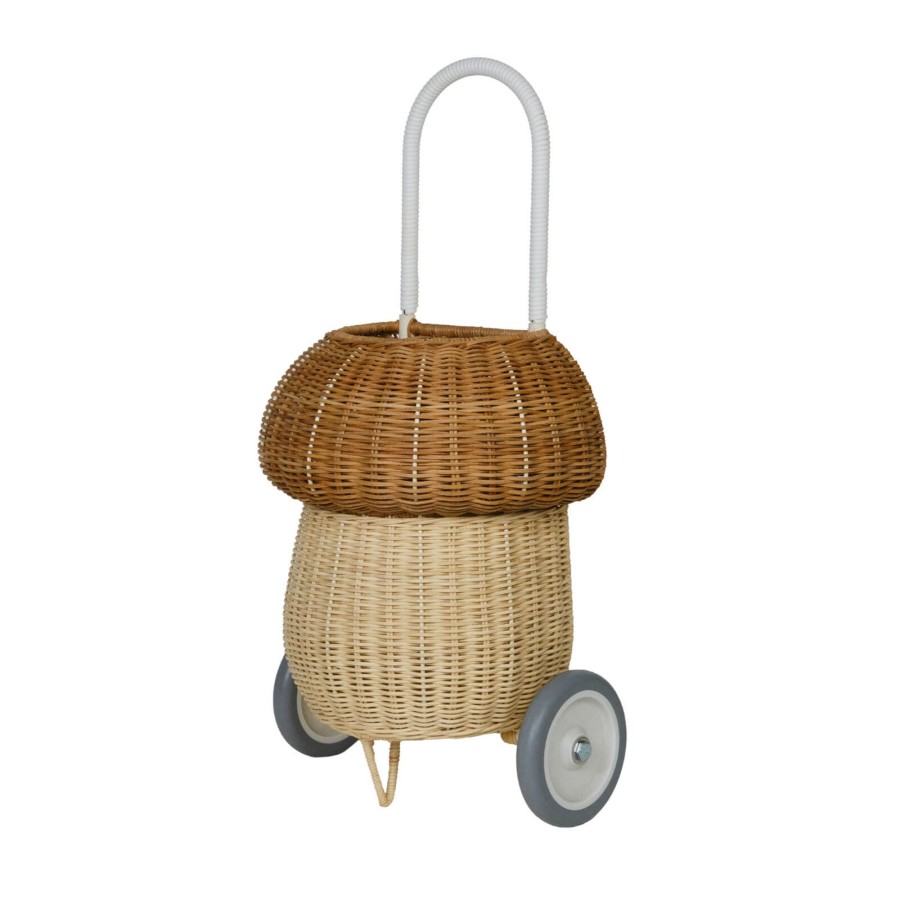 Toys Olli Ella Push & Pull Along Toys | Rattan Mushroom Luggy - Natural