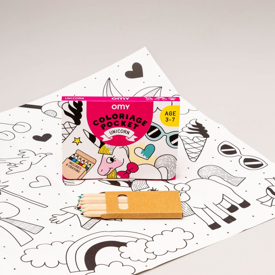 Toys OMY Arts & Crafts | Colouring Pocket Poster Set - Unicorn