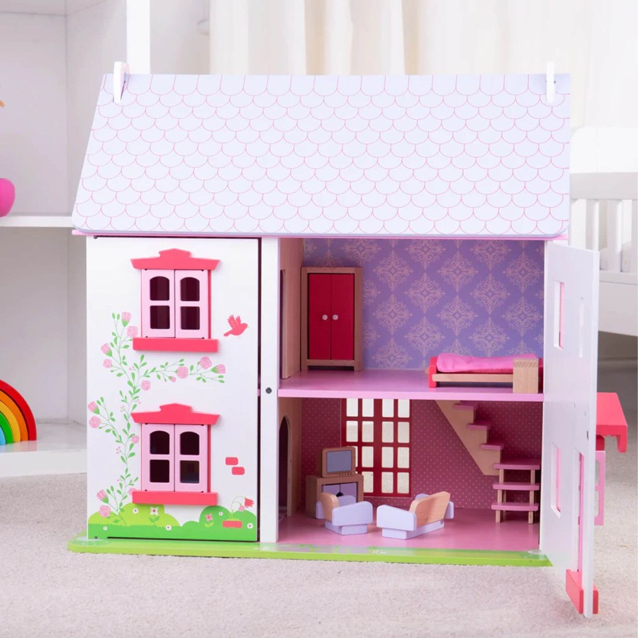 Toys Big Jigs Dolls, Dolls Houses | Rose Cottage Doll House And Furniture