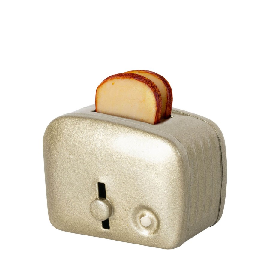 Toys Maileg Dolls, Dolls Houses | Miniature Toaster And Bread - Silver