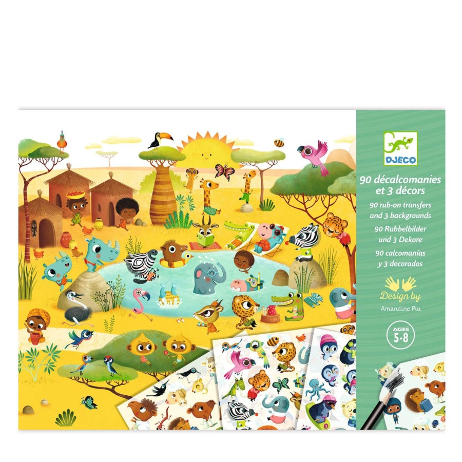 Toys Djeco Arts & Crafts | Decal Craft Set - Savannah, Desert And North Pole