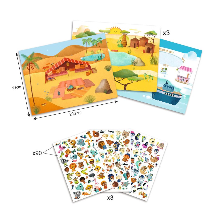 Toys Djeco Arts & Crafts | Decal Craft Set - Savannah, Desert And North Pole