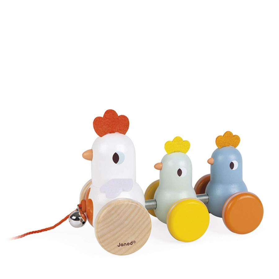 Toys Janod Wooden Toys | Pull Along Hen And Chicks