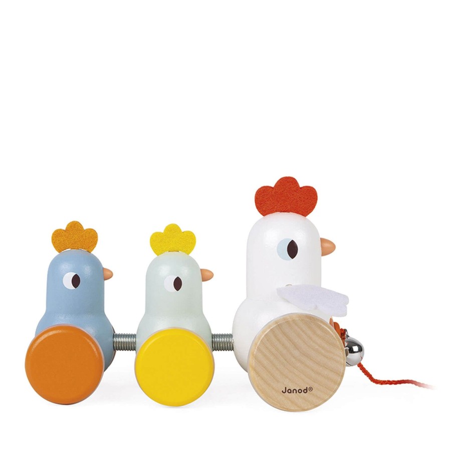 Toys Janod Wooden Toys | Pull Along Hen And Chicks