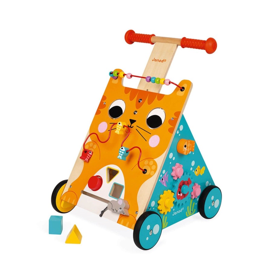 Toys Janod Wooden Toys | Multi-Activities Cat Baby Walker