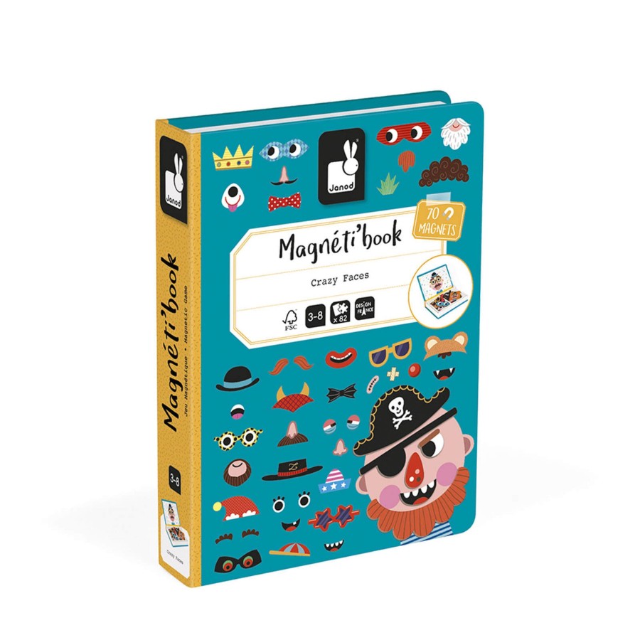 Toys Janod Games, Puzzles, Jigsaws | Boy'S Crazy Faces Magnetic Book