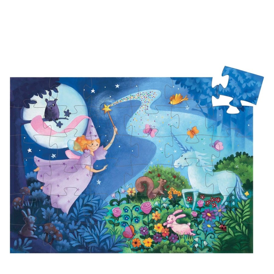 Toys Djeco Games, Puzzles, Jigsaws | The Fairy And The Unicorn Silhouette Puzzle