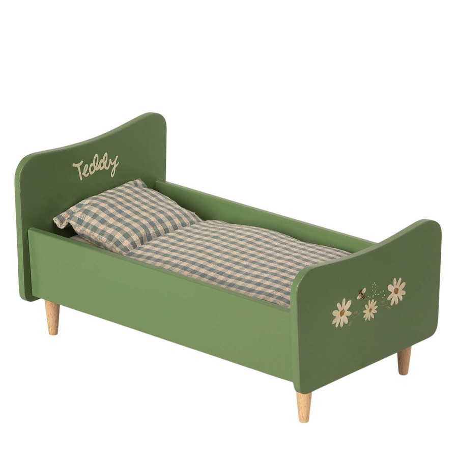 Toys Maileg Dolls, Dolls Houses | Wooden Bed Teddy Dad - Dusty Green