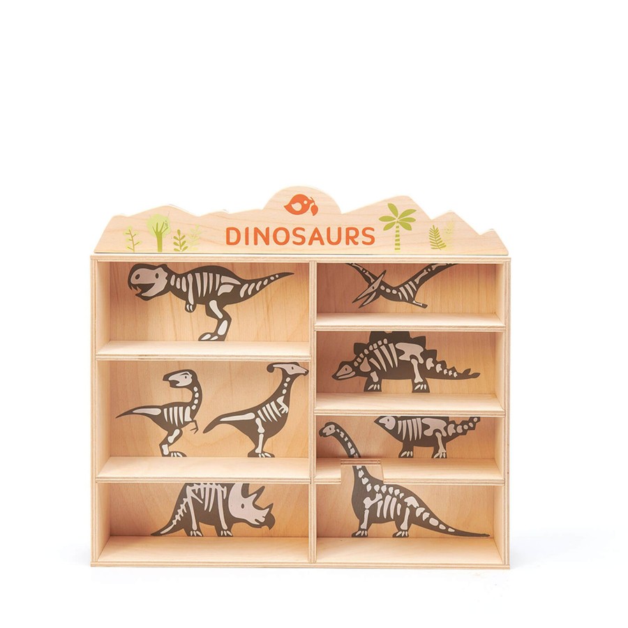 Toys Tender Leaf Wooden Toys | Dinosaurs Set Plus Display Shelf