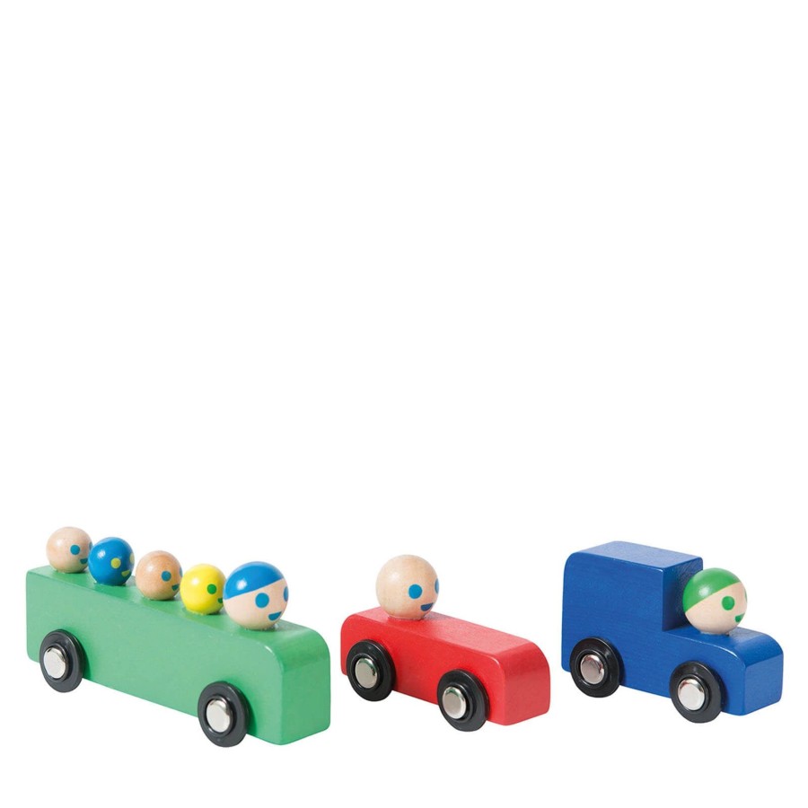 Toys Moulin Roty Trains, Cars, Planes | Set Of Wooden Cars And Bus