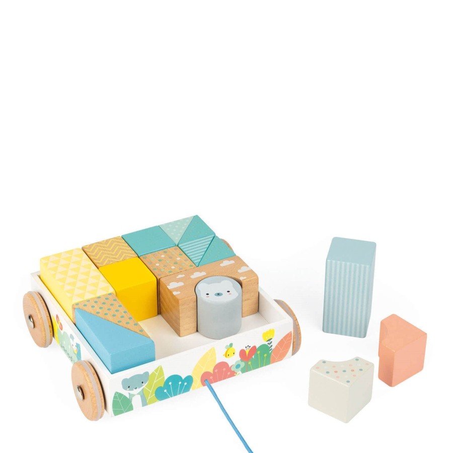 Toys Janod Push & Pull Along Toys | Pure Pull-Along Blocks Cart