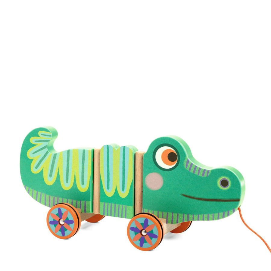 Toys Djeco Push & Pull Along Toys | Wooden Pull Along Toy - Edgar The Crocodile