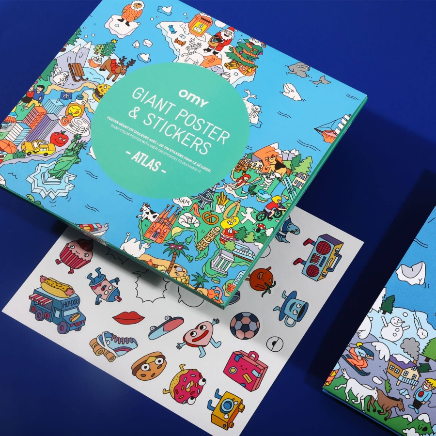 Toys OMY Arts & Crafts | Poster With 100 Stickers - Atlas