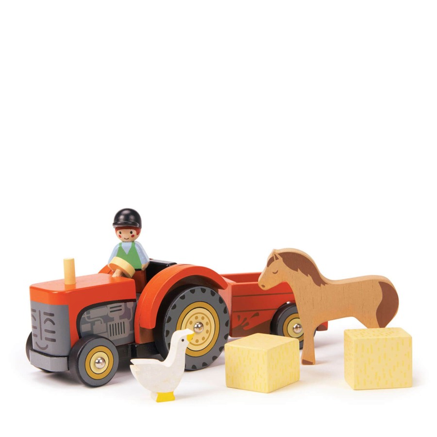 Toys Tender Leaf Wooden Toys | Wooden Farmyard Tractor And Accessories