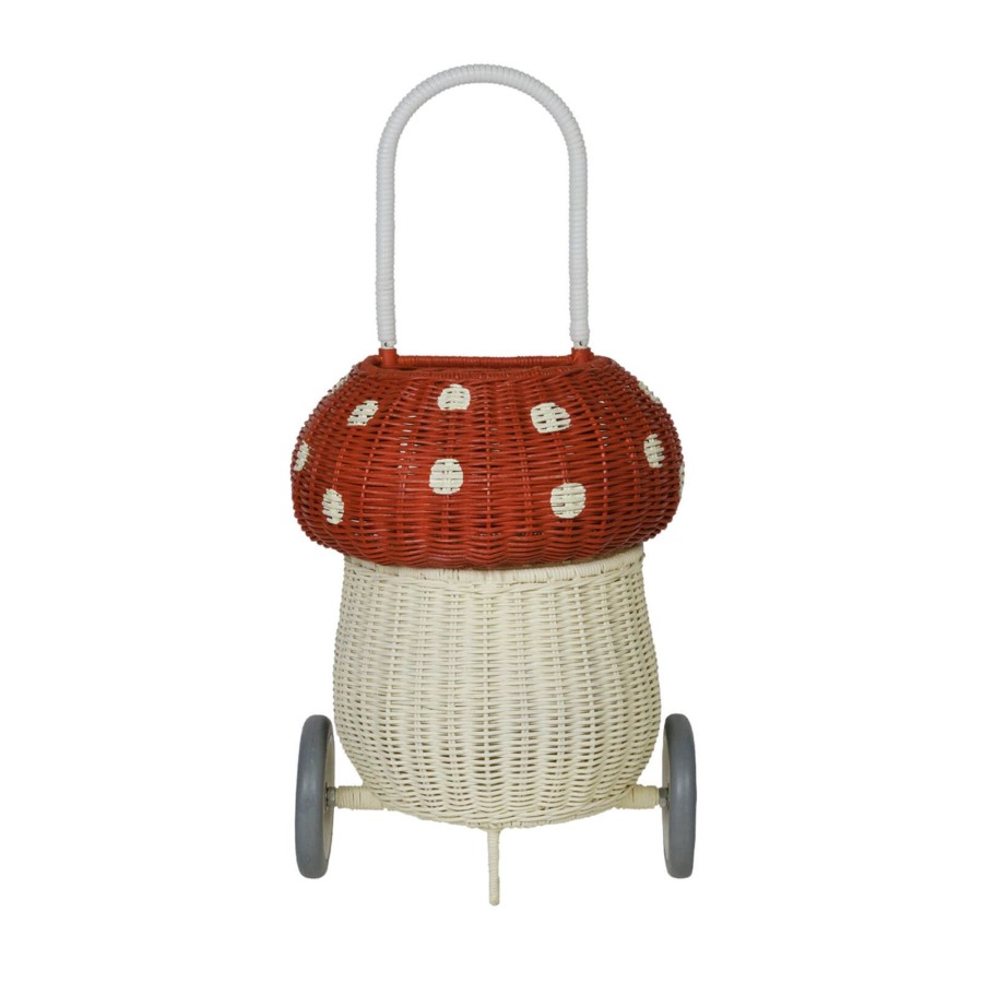 Toys Olli Ella Push & Pull Along Toys | Rattan Mushroom Luggy - Red