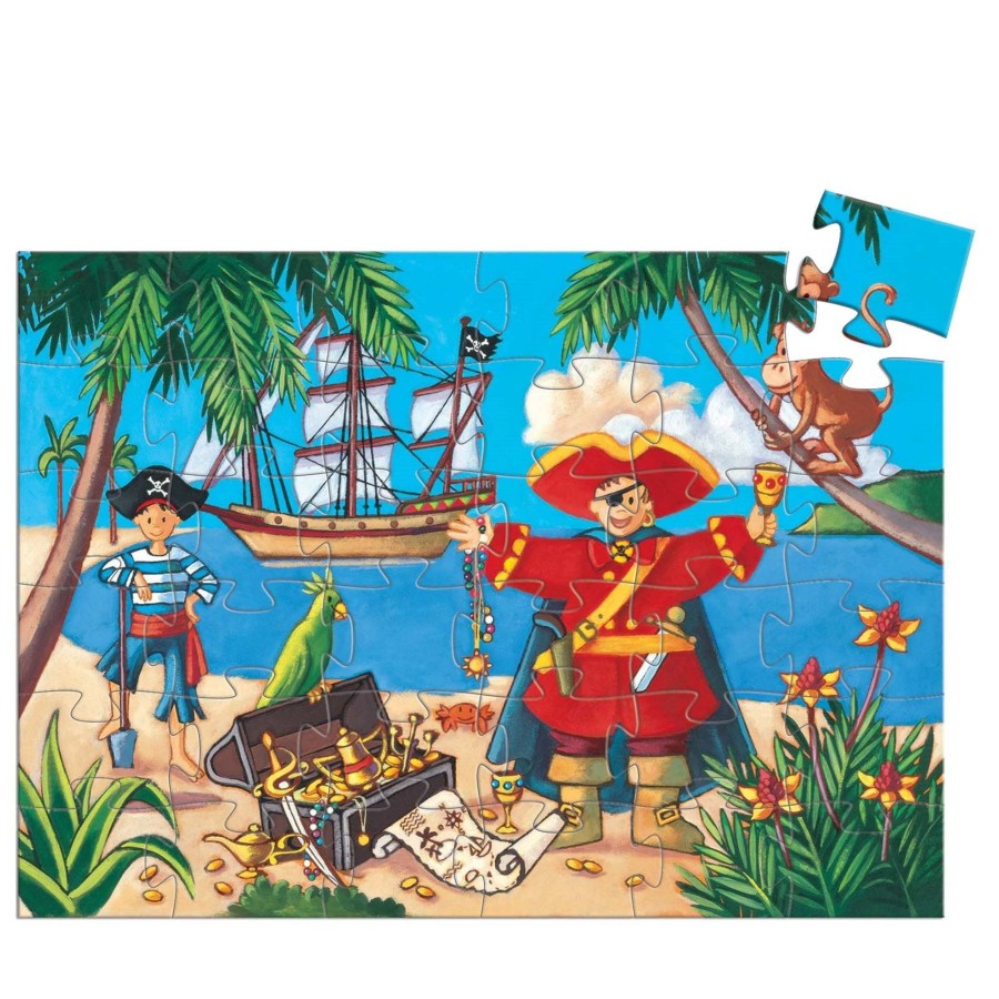 Toys Djeco Games, Puzzles, Jigsaws | The Pirate And His Treasure Silhouette Puzzle