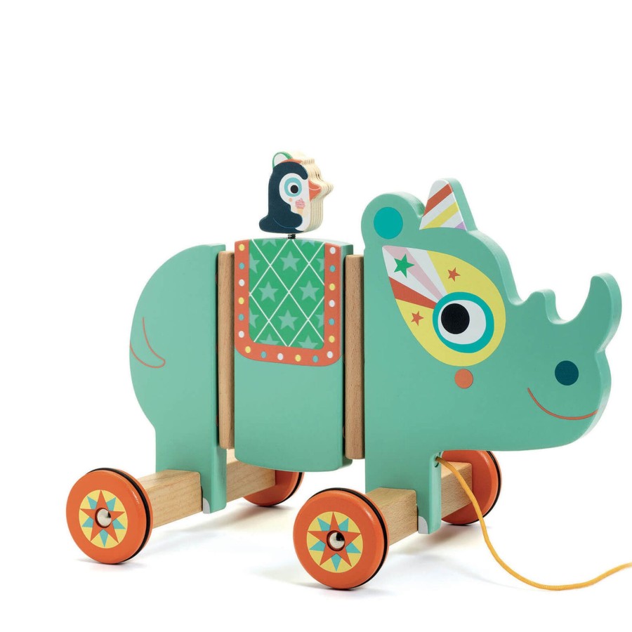 Toys Djeco Push & Pull Along Toys | Wooden Pull Along Toy - Vilma The Rhino