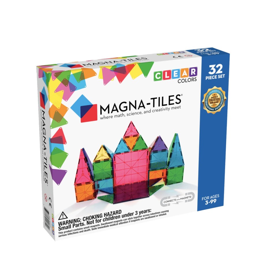 Toys Magna-Tiles Stacking Toys | Clear Colours 32 Piece Set