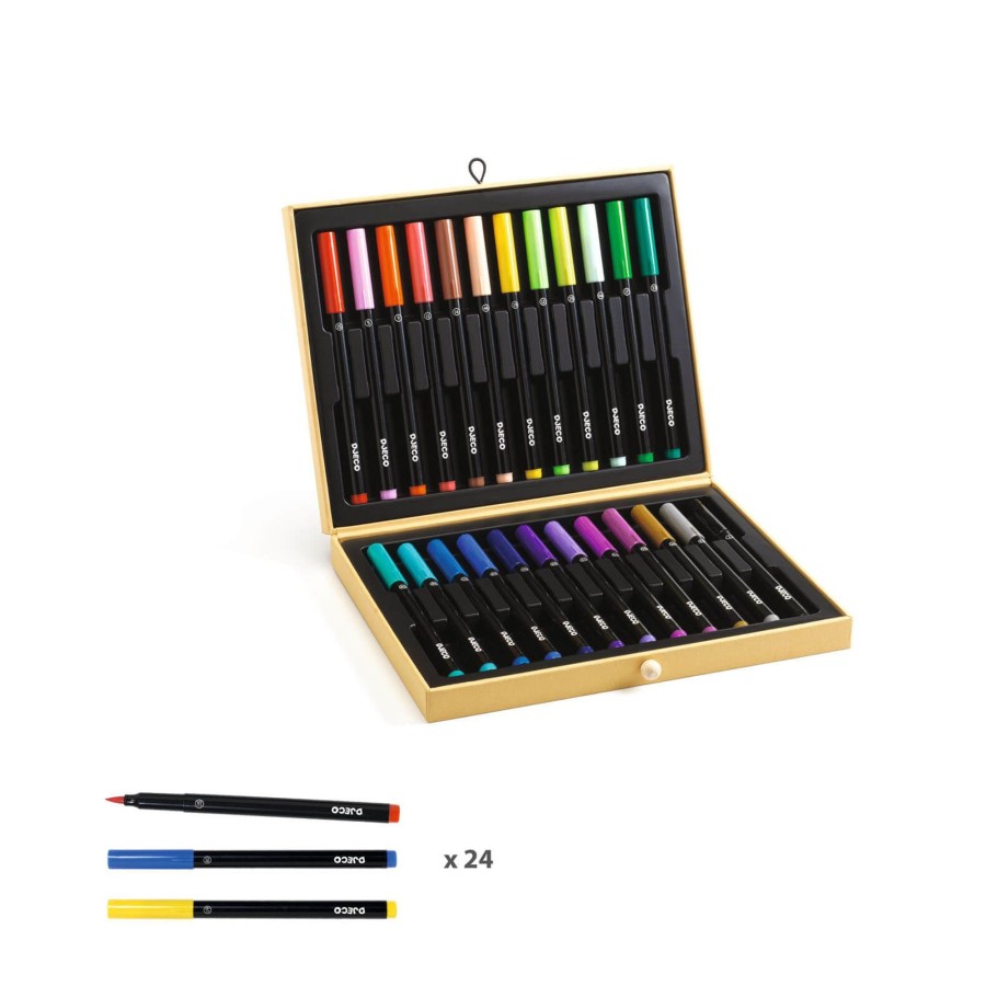 Toys Djeco Arts & Crafts | Box Of 24 Colouring Brush Pens