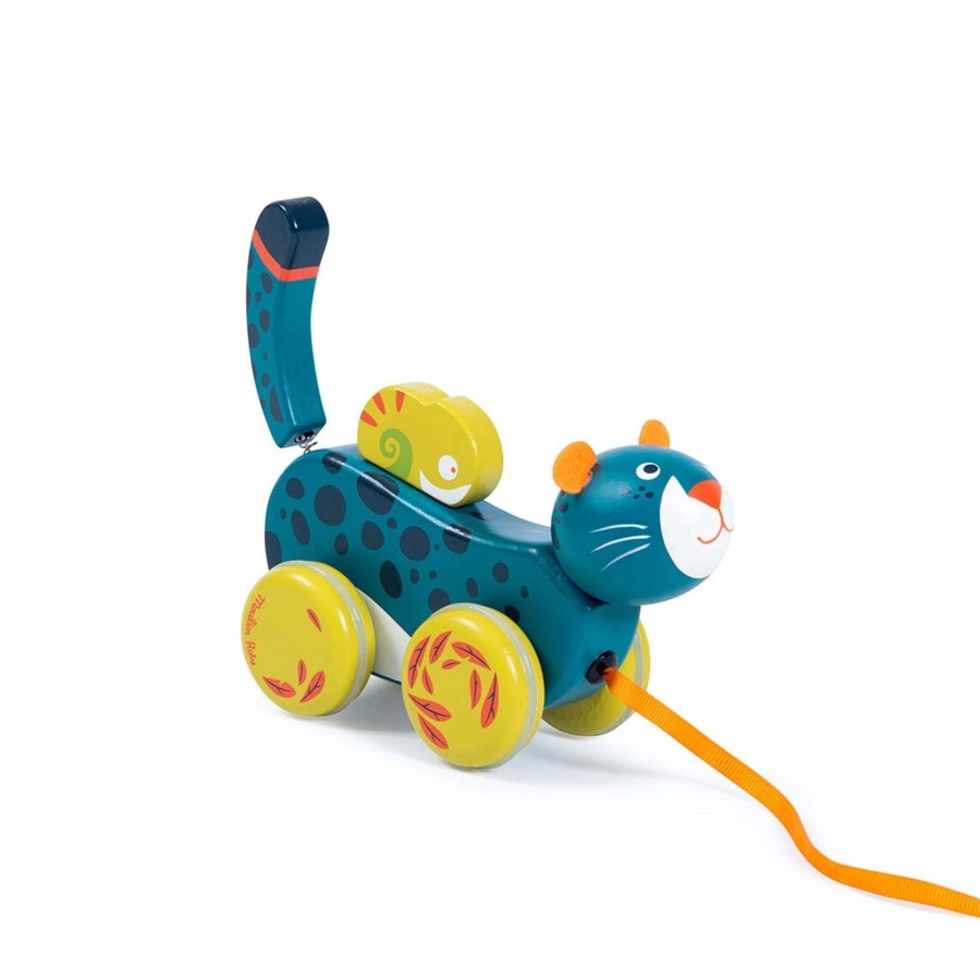 Toys Moulin Roty Wooden Toys | Les Jouets Pull Along Panther