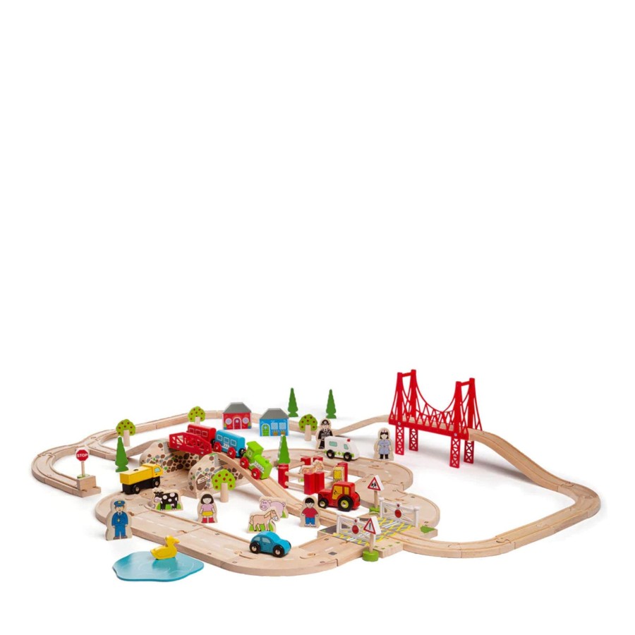 Toys Big Jigs Trains, Cars, Planes | Road And Rail Train Set - 80 Pieces