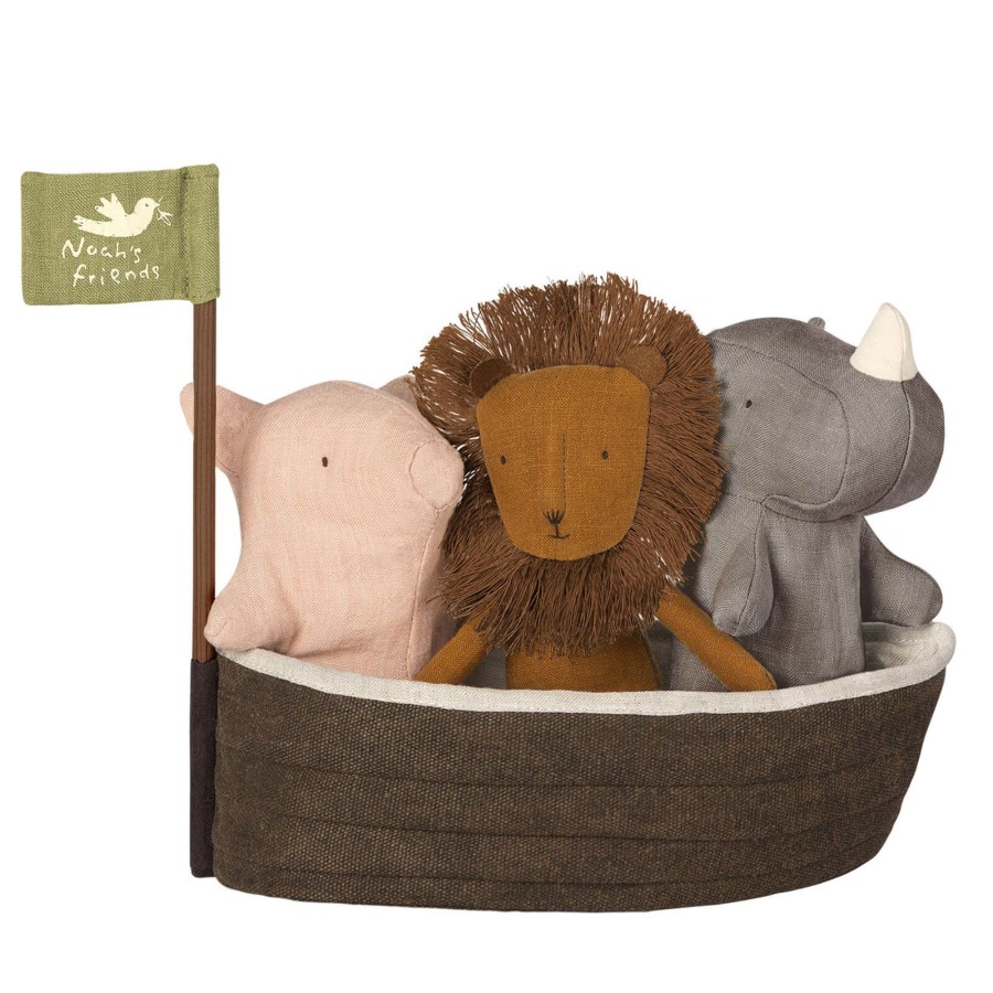 Toys Maileg Soft Toys, Comforters | Noahs Ark With 3 Mini Animals