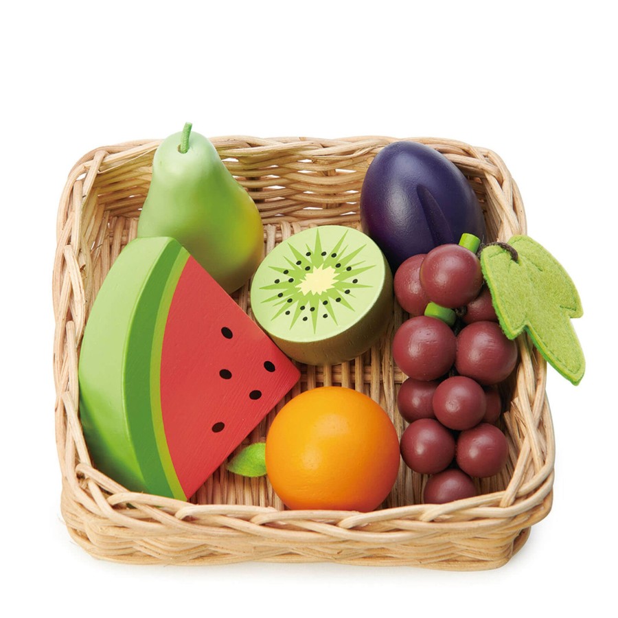 Toys Tender Leaf Wooden Toys | Fruits And Basket Set