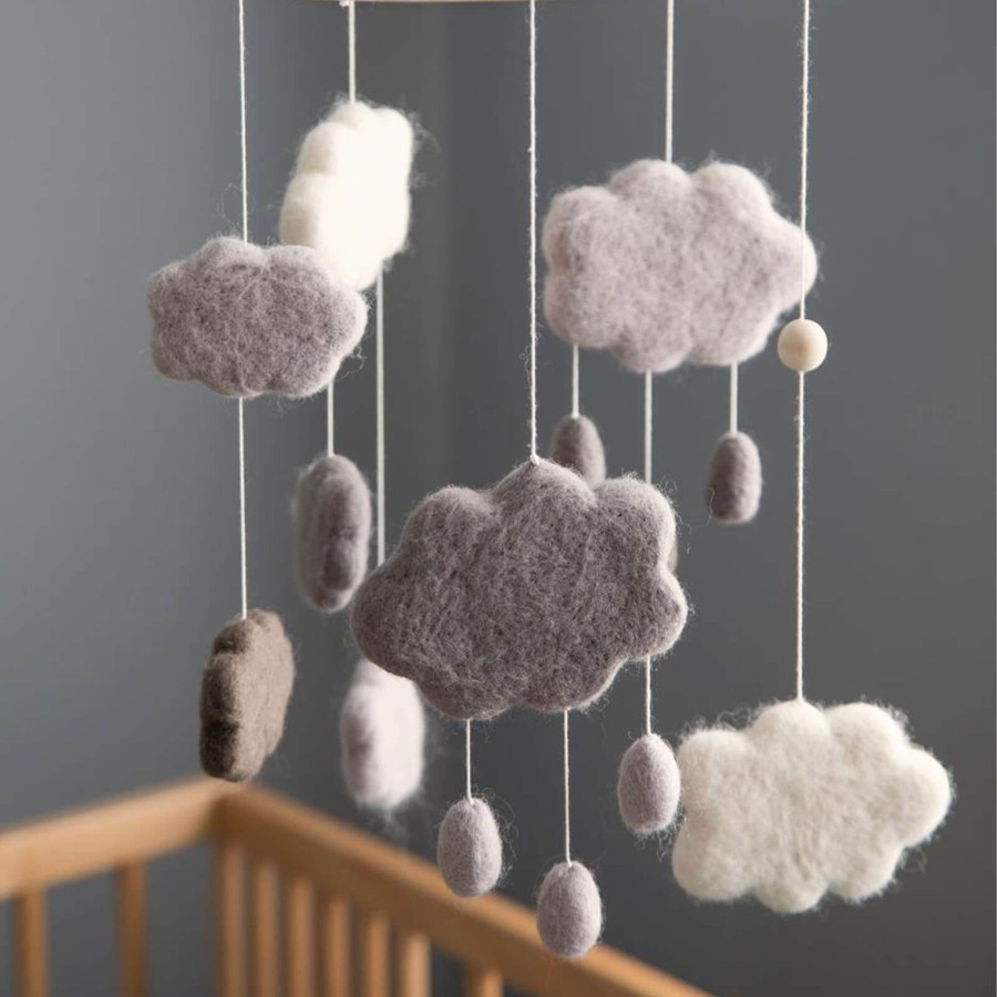 Home Sebra Furniture | Baby Mobile Felted Clouds - Warm Grey