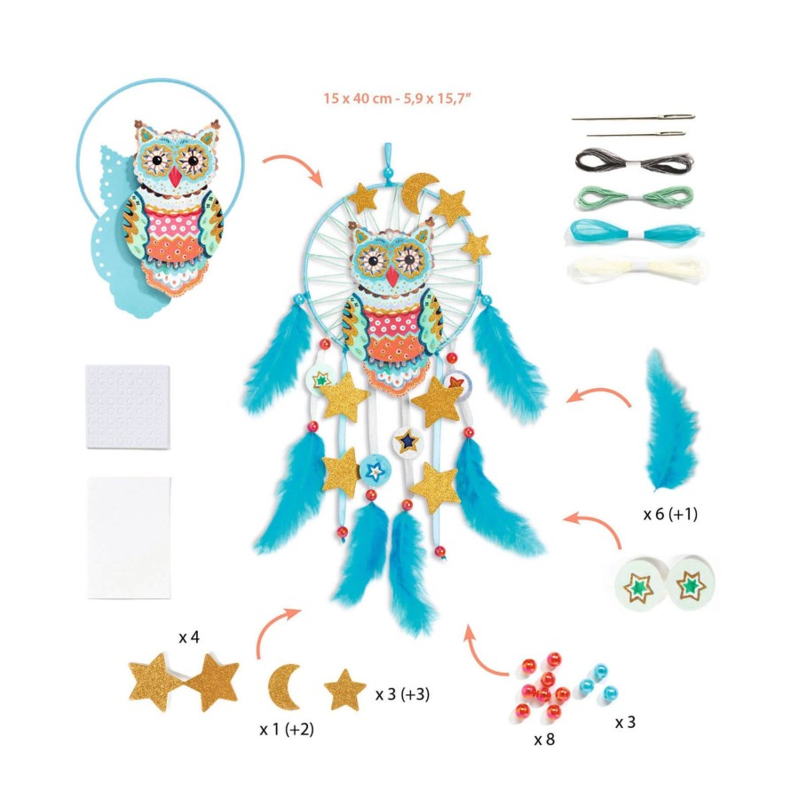 Toys Djeco Arts & Crafts | Do It Yourself Craft Set - Golden Owl Dream Catcher