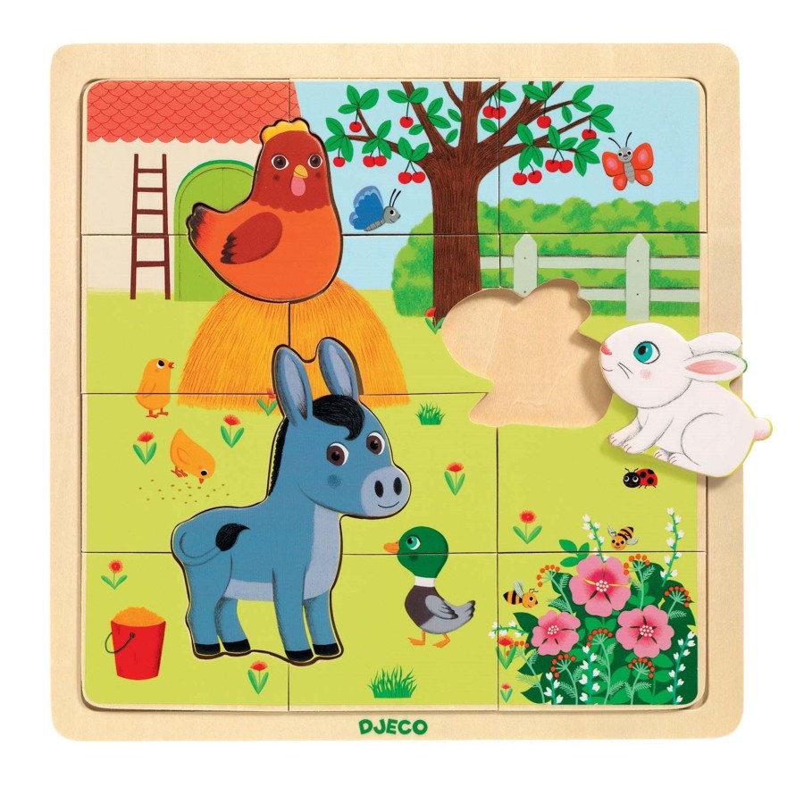 Toys Djeco Games, Puzzles, Jigsaws | Puzzlo Farm Wooden Puzzle